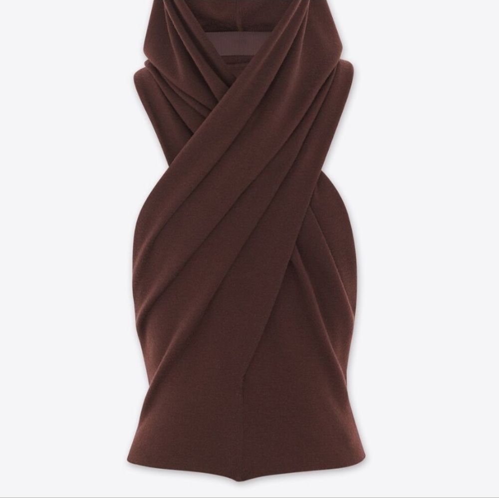 Saint Laurent Chocolate Wool Hooded Halter Top